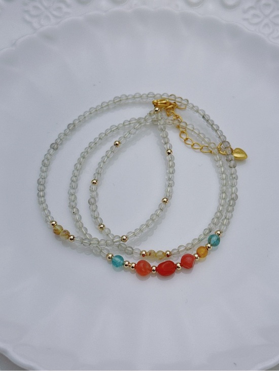 Jewelry - GB98 Handmade Citrine Multi Gemstone Tripe Layer Bracelet Necklace 2in1 20+2”